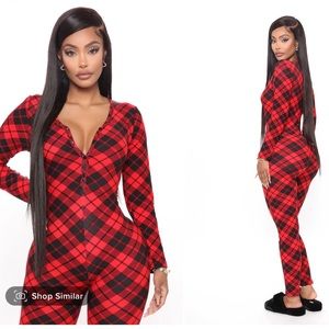 Fashion Nova Plaid Habits PJ Jumpsuit